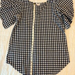 Navy and White Gingham Maternity Top